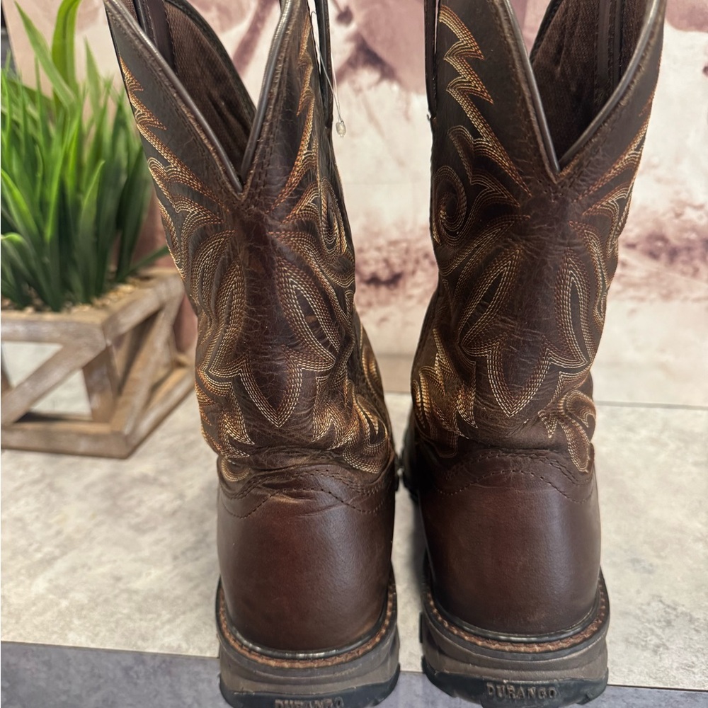 Men's Durango Maverick XP Waterproof Cowboy Work Boots, Brown Steel Toe Size 10M - Picture 5 of 7